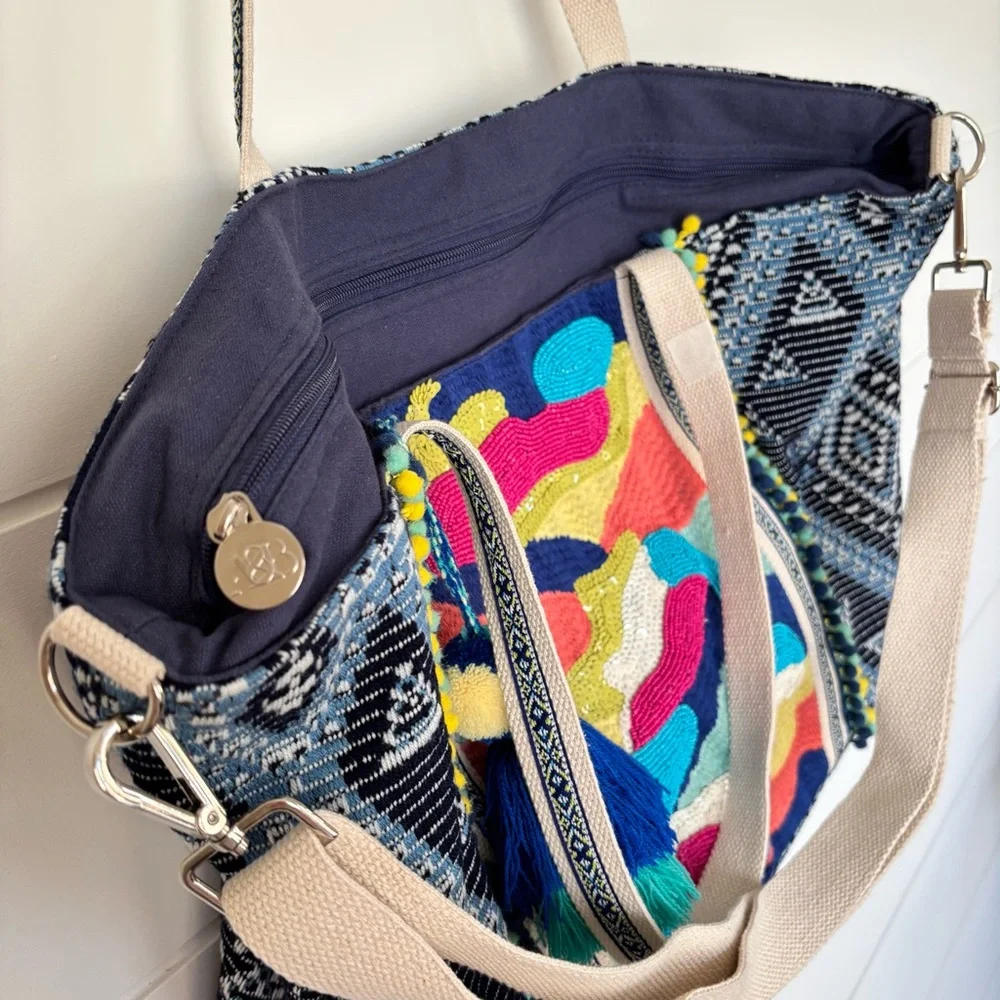 America & Beyond Daphne Embellished Multi Colored Hand Beaded Tote